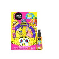 Kit Salon Line S.O.S Cachos Kids Bob Esponja Sh+Multyfuncional 300ml+Óleo 42ml