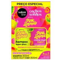 Kit Salon Line Shampoo + Creme Multifuncional Cachos dos Sonhos Multy Pink Lemonade 300ml