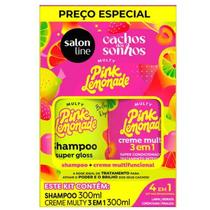 Kit Salon Line Shampoo + Creme Multy 3 em 1 Cachos dos Sonhos Multy Pink Lemonade 300ml Cada Kit Salon Line Shampoo + Creme Multy 3 em 1 Cachos dos Sonhos Multy Pink Lemonade 300ml Cada