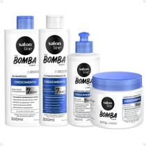Kit Salon Line SOS Bomba Crescimento Capilar: Shampoo 300ml e Condicionador 200ml + Máscara Hidratante 500g e Creme Para Pentear 300ml