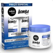 Kit Salon Line SOS Bomba Crescimento Capilar: Shampoo 300ml e Condicionador 200ml + Máscara Hidratante 500g