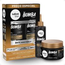 Kit Salon Line SOS Bomba Força e Engrossamento: Shampoo 300ml e Condicionador 200ml + Máscara Hidratante 300g e Tônico Fortalecedor 100ml