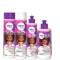 Kit Salon Line SOS Cachos Kids Super Óleos Completo Sh+Cond+C Pentear+Ativador