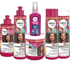 Kit Salon Line Sos Cachos Multibeneficio 10 Em1 Hidratação Intensa Òleo Reparador Forte To De Cachos 60ml