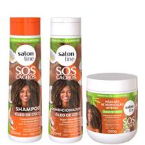 Kit Salon Line SOS Cachos Óleo de Coco Sh+Cond 300ml +Masc 500g