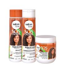 Kit Salon Line SOS Cachos Óleo de Coco Sh+Cond 300ml +Masc 500g