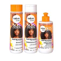 Kit Salon Line SOS Cachos Óleo de Manga Sh+Cond+Creme Pentear 300ml