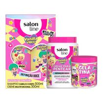 Kit Salon Line Vanilla Vibes todecachos Kids Sh+Multifun 300ml+Cr Pentear 1kg+Gelatina 550g