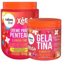 Kit Salon Line Xêrosa Glamour Chic: Creme Para Pentear 800g e Gelatina Capilar 500g