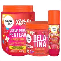 Kit Salon Line Xêrosa Glamour Chic: Creme Para Pentear 800g, Gelatina Capilar 500g e Óleo Sérum 200ml Kit Salon Line Xêrosa Glamour Chic: Creme Para Pentear 800g, Gelatina Capilar 500g e Óleo Sérum 200ml