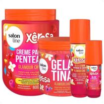 Kit Salon Line Xêrosa Glamour Chic: Creme Para Pentear 800g, Gelatina Capilar, Óleo Sérum e Óleo Capilar 60ml