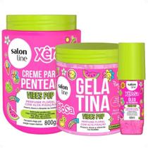 Kit Salon Line Xêrosa Vibes Pop: Creme Para Pentear 800g, Gelatina 500g e Óleo Capilar 60ml