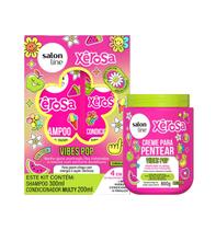 Kit Salon Line Xêrosa Vibes Pop Shampoo 300ml+Cond Multy 200ml+Cr.Pentear 800g