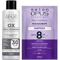 Kit Salon Opus Cless Pó Descolorante Ametista 20g Água Oxigenada 30 Vol 100ml