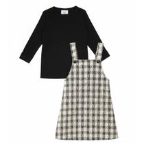 Kit Salopete Xadrez + Blusa Branca Térmica Infantil Kit Salopete Xadrez + Blusa Branca Térmica Infantil