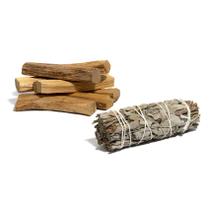 Kit Salvia Branca (bastão 25g) + Palo Santo (lascas 100g)