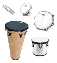 Kit Samba Pandeiro Timba Repique Tamborim E Ganzá Kit Samba Pandeiro Timba Repique Tamborim E Ganzá