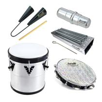 Kit Samba Repique Em Alumínio Pandeiro Reco Agogô Ganzá Kit Samba Repique Em Alumínio Pandeiro Reco Agogô Ganzá