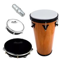 Kit Samba Timba Phx Pandeiro Black Tamborim Ganzá Torelli