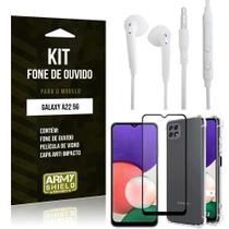 Kit Samsung A22 5G Fone de Ouvido + Capa Anti Impacto + Película Vidro 3D - Armyshield