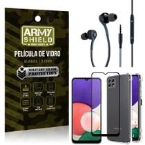 Kit Samsung A22 5G Fone Extreme + Capa Anti Impacto + Película Vidro 3D - Armyshield