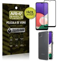 Kit Samsung A22 5G Película 3D Fácil Aplicação + Capa Anti Impacto - Armyshield