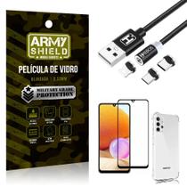 Kit Samsung A32 4G Cabo Magnético 2 Metros + Capinha + Película 3D - Armyshield