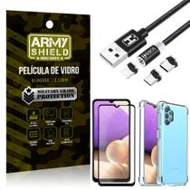 Kit Samsung A32 5G Cabo Magnético 2 Metros + Capinha + Película 3D - Armyshield