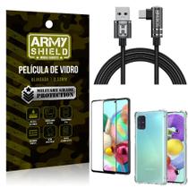 Kit Samsung A71 Cabo em L Tipo C HS180 + Capinha + Película 3D - Armyshield