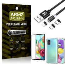 Kit Samsung A71 Cabo Magnético 2 Metros + Capinha + Película 3D - Armyshield