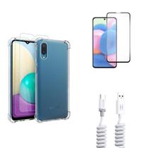 Kit Samsung Galaxy A02 + Cabo de dados + Capa + Pelicula De Vidro 3D