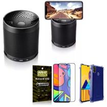 Kit Samsung M21s Som Bluetooth Potente Q3 + Capinha + Película 3D - Armyshield