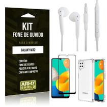 Kit Samsung M32 Fone de Ouvido + Capa Anti Impacto + Película Vidro 3D - Armyshield