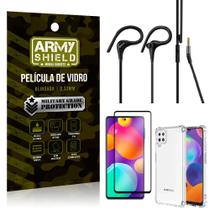 Kit Samsung M62 Fone Sport HS92 + Capinha + Película 3D - Armyshield