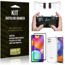 Kit Samsung M62 Gatilho Gamer + Capa Anti Impacto + Película Vidro 3D - Armyshield