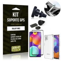 Kit Samsung M62 Suporte Veicular Magnético + Capa Anti Impacto + Película Vidro 3D - Armyshield