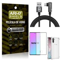 Kit Samsung Note 10 Cabo em L Tipo C HS180 + Capinha + Película 3D - Armyshield