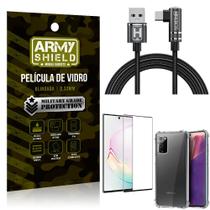 Kit Samsung Note 20 Cabo em L Tipo C HS180 + Capinha + Película 3D - Armyshield