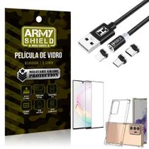 Kit Samsung Note 20 Ultra Cabo Magnético 2 Metros + Capinha + Película 3D - Armyshield
