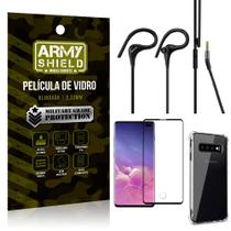 Kit Samsung S10 Plus Fone Sport HS92 + Capinha + Película 3D - Armyshield