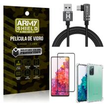Kit Samsung S20 FE Cabo em L Tipo C HS180 + Capinha + Película 3D - Armyshield