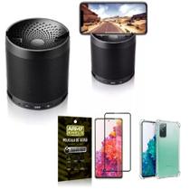Kit Samsung S20 FE Som Bluetooth Potente Q3 + Capinha + Película 3D - Armyshield