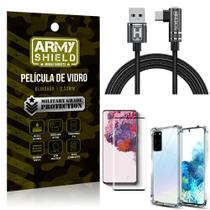 Kit Samsung S20 Plus Cabo em L Tipo C HS180 + Capinha + Película 3D - Armyshield