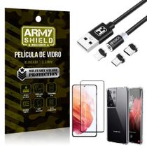 Kit Samsung S21 Ultra Cabo Magnético 2 Metros + Capinha + Película 3D - Armyshield