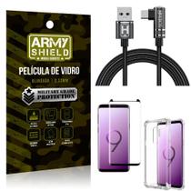 Kit Samsung S9 Plus Cabo em L Tipo C HS180 + Capinha + Película 3D - Armyshield