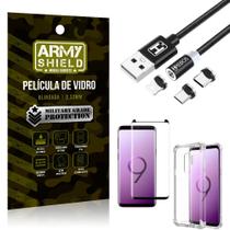 Kit Samsung S9 Plus Cabo Magnético 2 Metros + Capinha + Película 3D - Armyshield