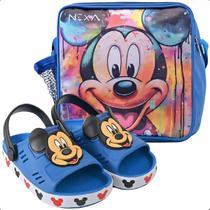 Kit Sandália Babuche Infantil Calce Fácil Com Lancheira Disney Meninos Kit Sandália Babuche Infantil Calce Fácil Com Lancheira Disney Meninos