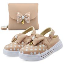Kit Sandália Babuche Infantil Menina Com bolsa Laço Nude/Branco Gatatuya Kit Sandália Babuche Infantil Menina Com bolsa Laço Nude/Branco Gatatuya