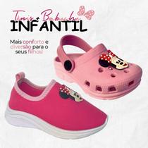 Kit Sandália Babuche Minnie + Tênis Infantil Calce Fácil Menina Kit Sandália Babuche Minnie + Tênis Infantil Calce Fácil Menina