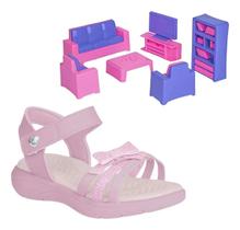 Kit Sandália Baby Kidy Fly Meninas Glitter Com Mini Sala